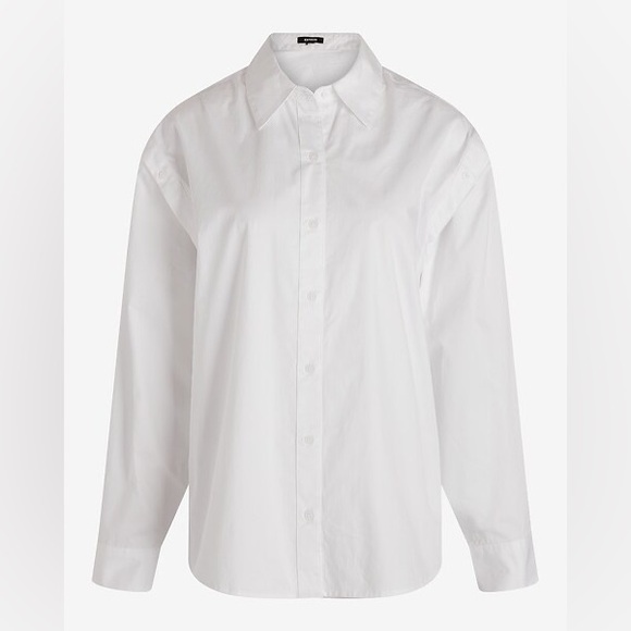 Express white detachable long sleeve poplin cotton button up shirt /vest, 2 in 1 - Picture 5 of 10